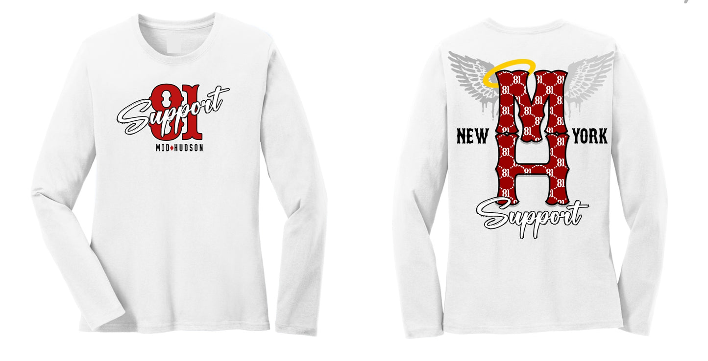 .Women's Long Sleeve White MH Wings