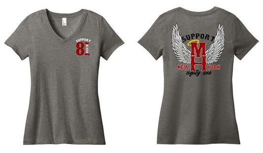 Gray t-shirt with 'Support 81' on the front and 'Support MH New York eighty one' on the back.